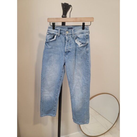 Mother Denim - Mother High Waisted Hiker Hover Jeans Herbal Remedy Straight Leg Size 27 Blue